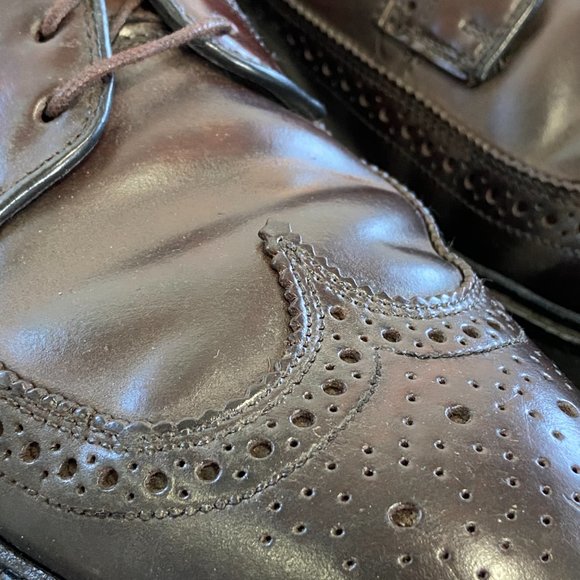 Vintage Bostonian Crown Windsor Shell Cordovan Long Wing Brogue Dress Shoes 9.5B main image 5
